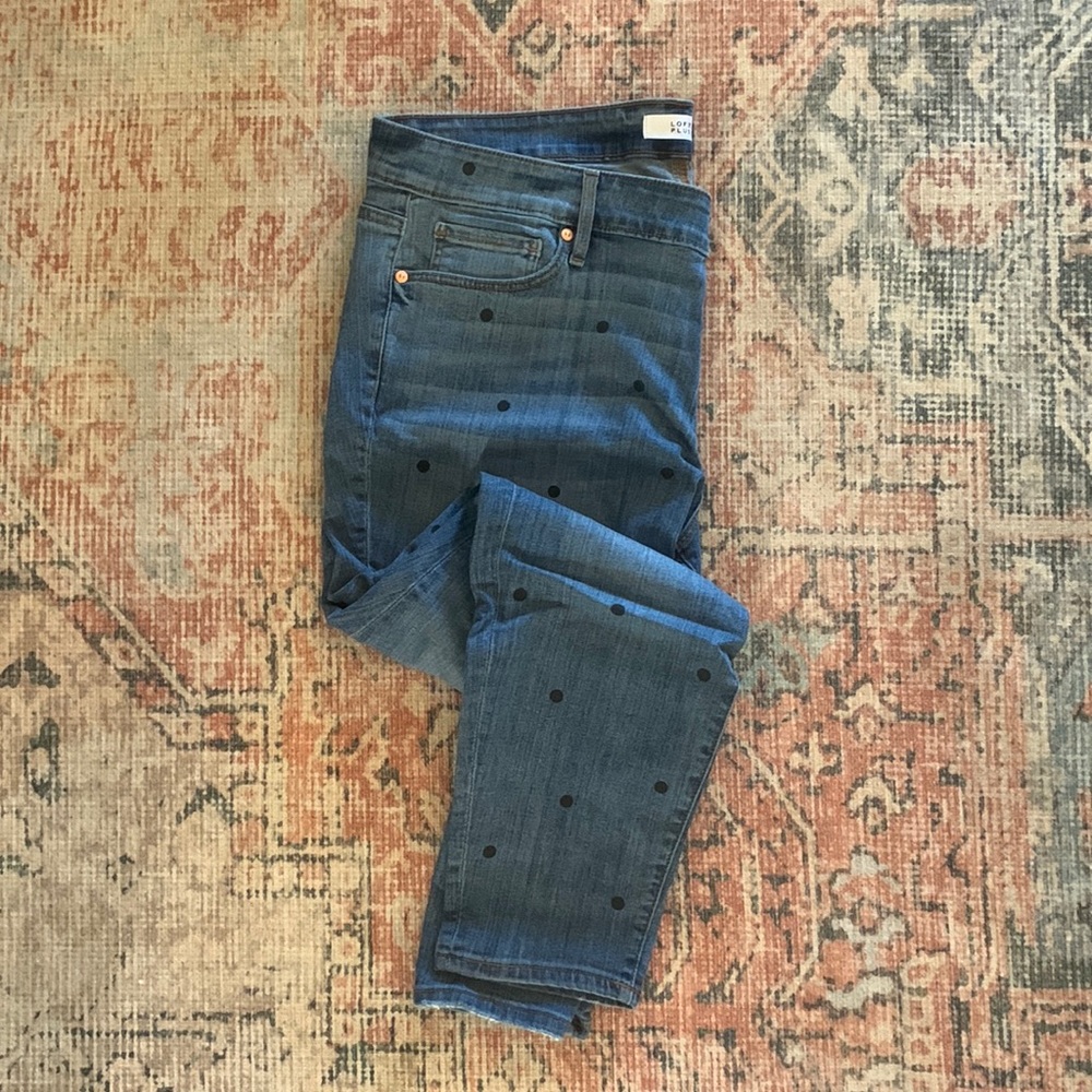 Loft Plus Size 18 Modern Skinny Stretch Jeans with Polka Dot detail